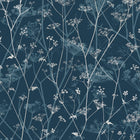 147003 Wild Chervil Navy & Silver Clarissa Hulse AW26 Wallpaper by Clarissa Hulse