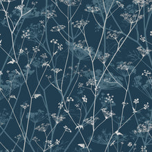 147003 Wild Chervil Navy & Silver Clarissa Hulse AW26 Wallpaper by Clarissa Hulse