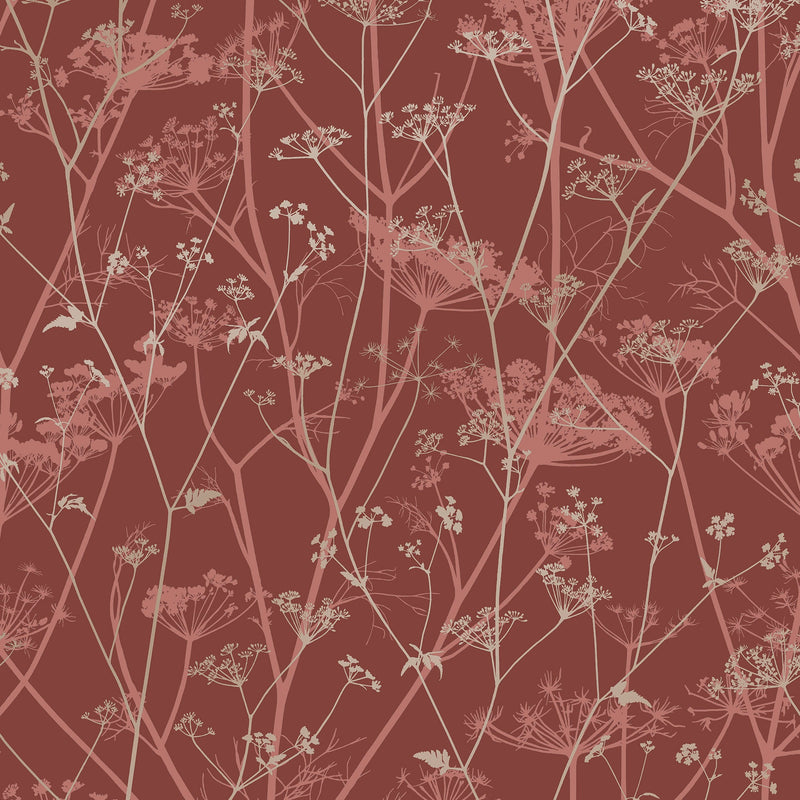 147005 Wild Chervil Madder & Pewter Clarissa Hulse AW26 Wallpaper by Clarissa Hulse