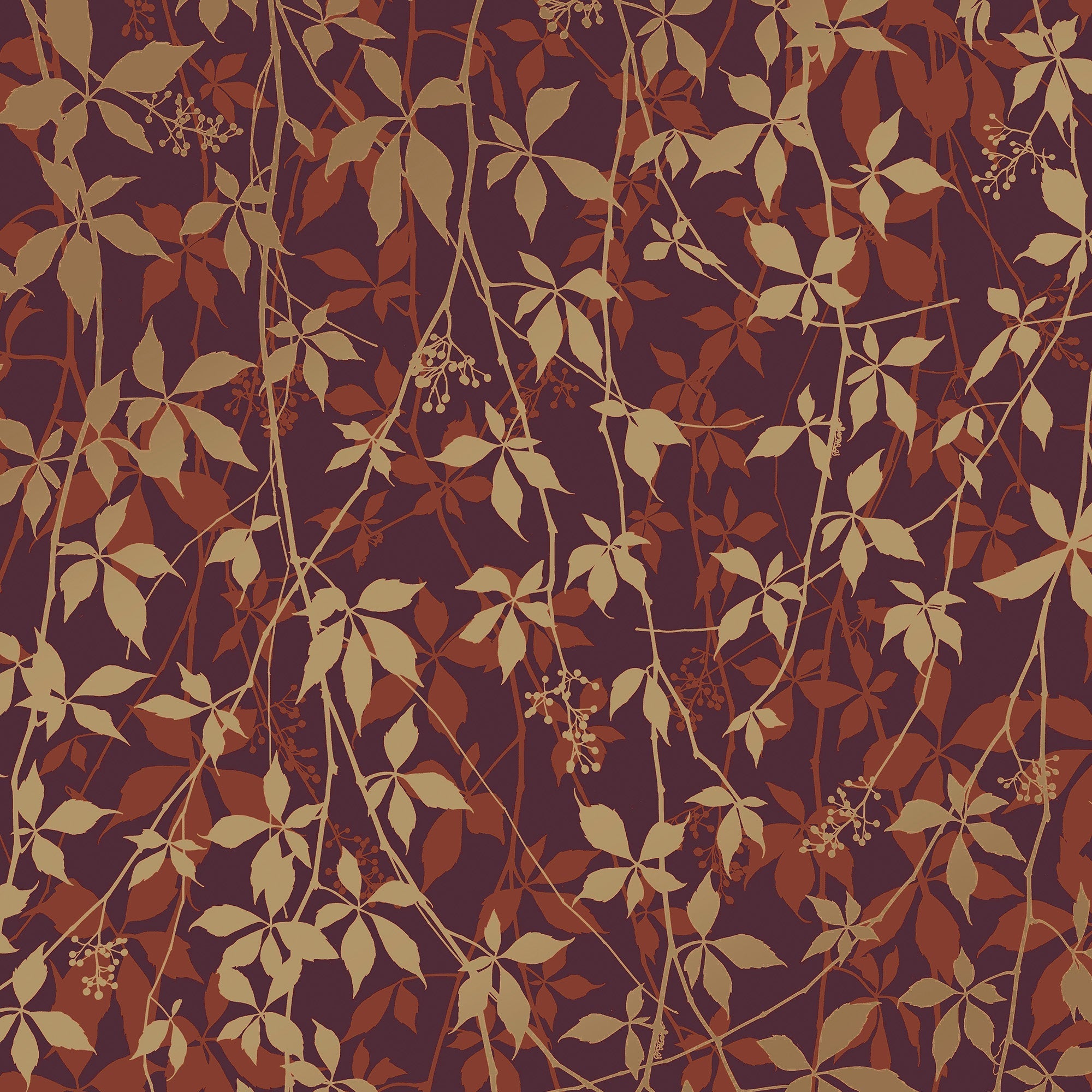 147006 Virginia Creeper Russet & Copper Clarissa Hulse AW26 Wallpaper by Clarissa Hulse