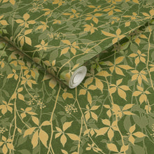 147010 Virginia Creeper Basil & Gold Clarissa Hulse AW26 Wallpaper by Clarissa Hulse