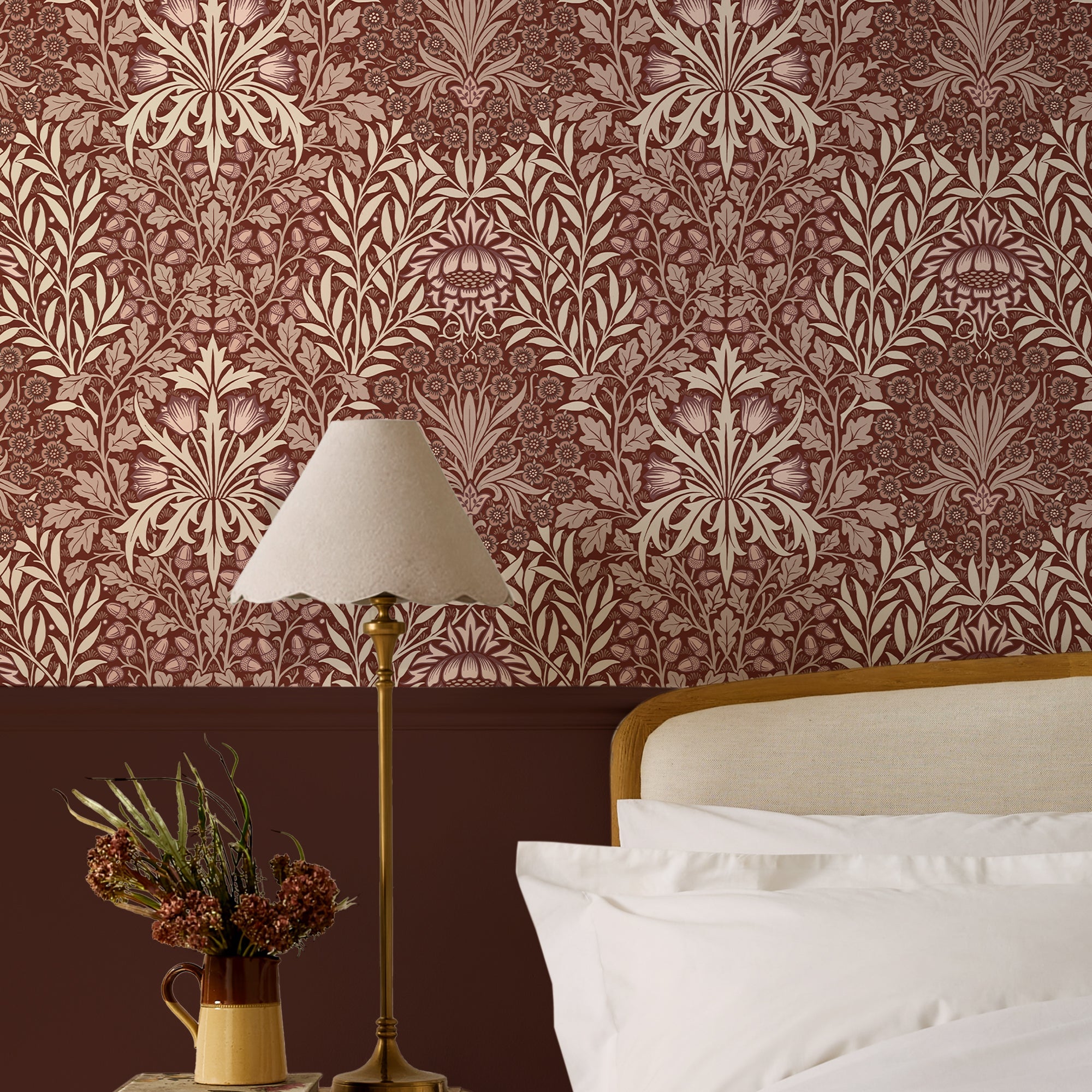 147061 Oak & Willow Damson William Morris at Home AW26 Wallpaper by William Morris at Home