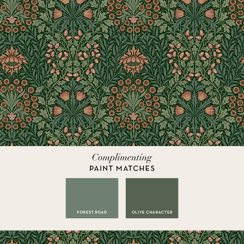147063 Oak & Willow Privet Green William Morris at Home AW26 Wallpaper by William Morris at Home