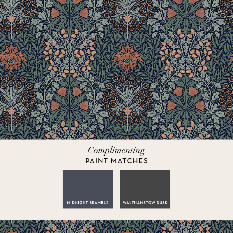 147064 Oak & Willow Ink Blue William Morris at Home AW26 Wallpaper by William Morris at Home