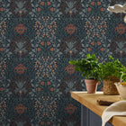 147064 Oak & Willow Ink Blue William Morris at Home AW26 Wallpaper by William Morris at Home