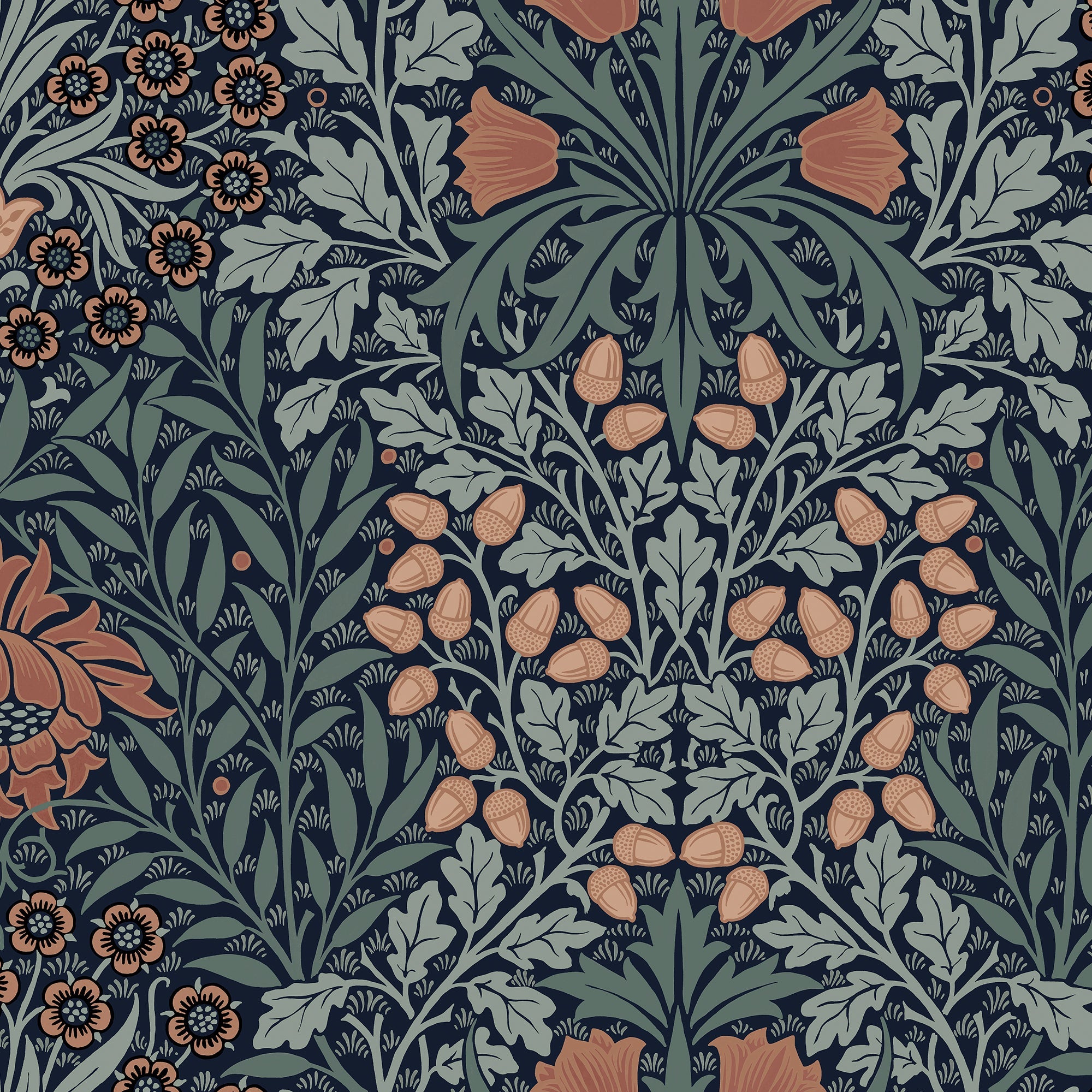 147064 Oak & Willow Ink Blue William Morris at Home AW26 Wallpaper by William Morris at Home