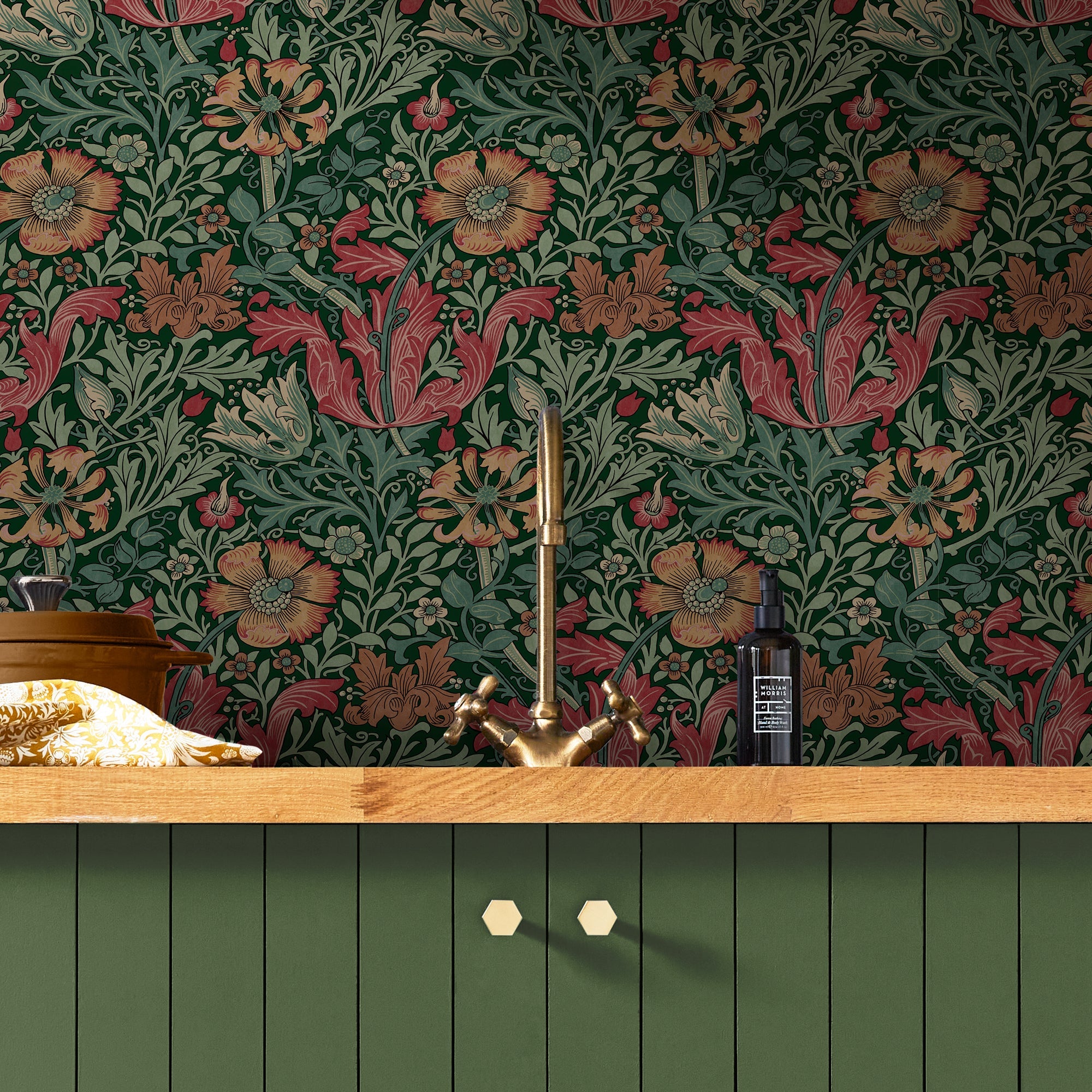 147068 Compton Privet Green William Morris at Home AW26 Wallpaper by William Morris at Home