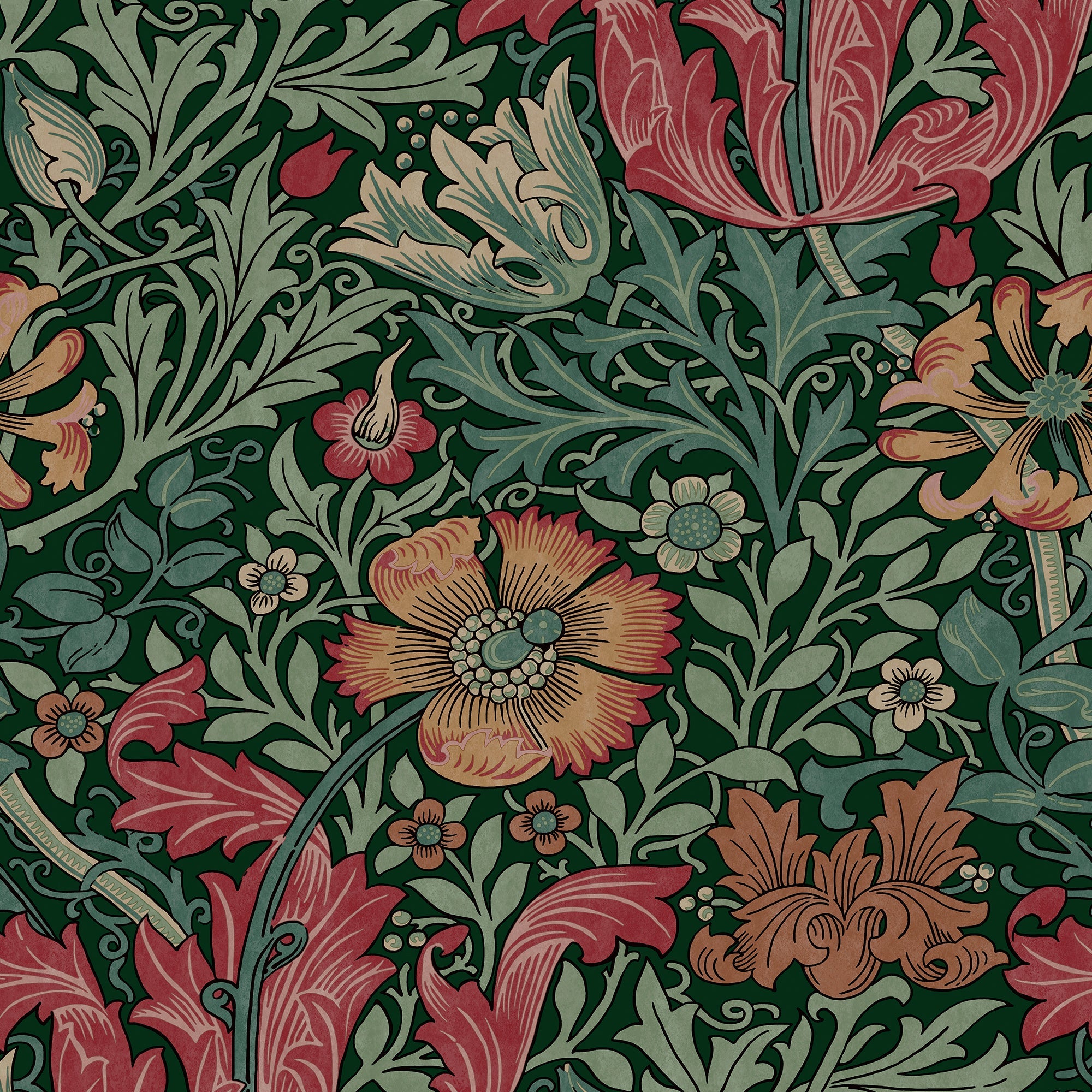 147068 Compton Privet Green William Morris at Home AW26 Wallpaper by William Morris at Home