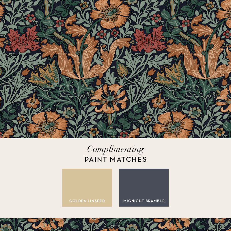147069 Compton Ink Blue William Morris at Home AW26 Wallpaper by William Morris at Home