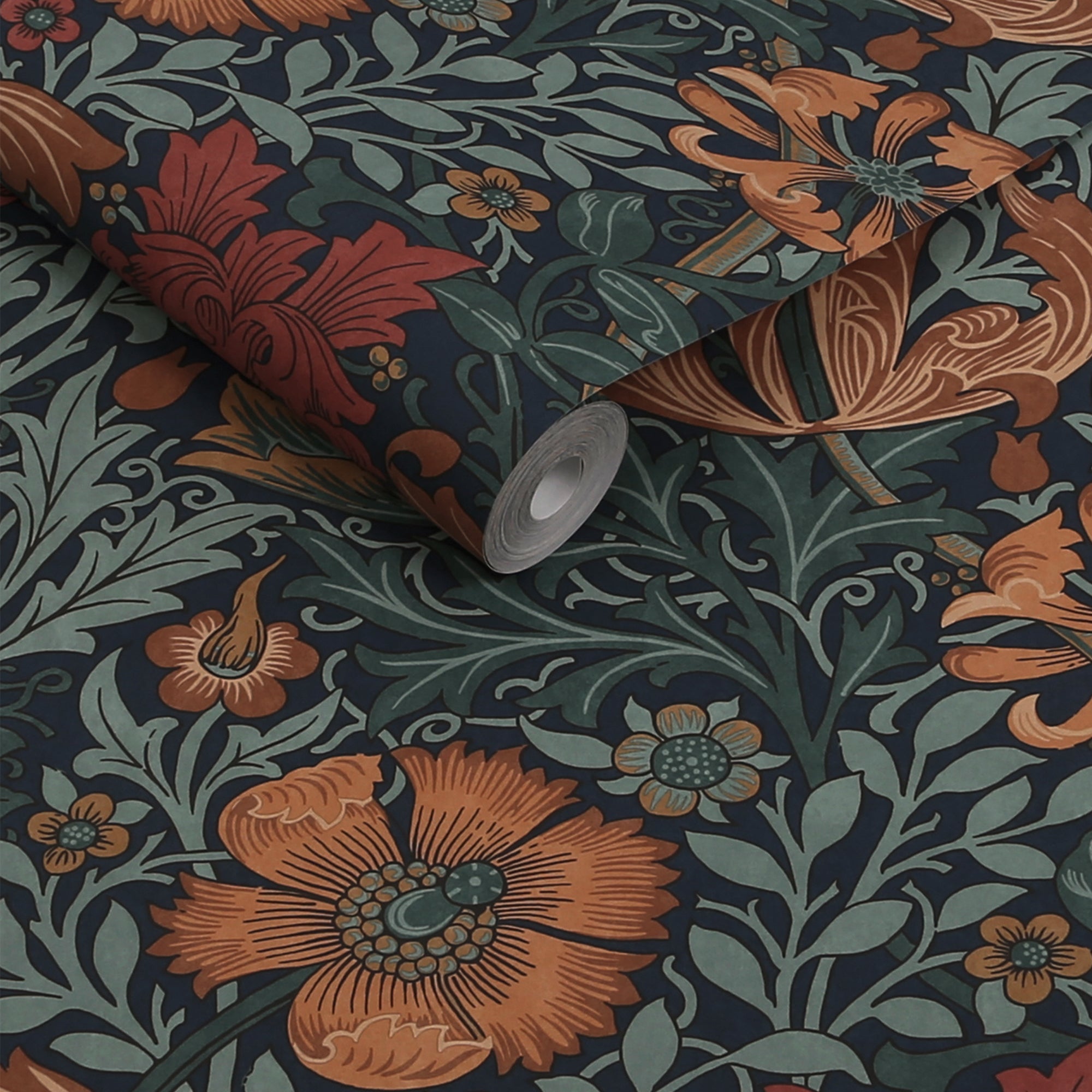 147069 Compton Ink Blue William Morris at Home AW26 Wallpaper by William Morris at Home