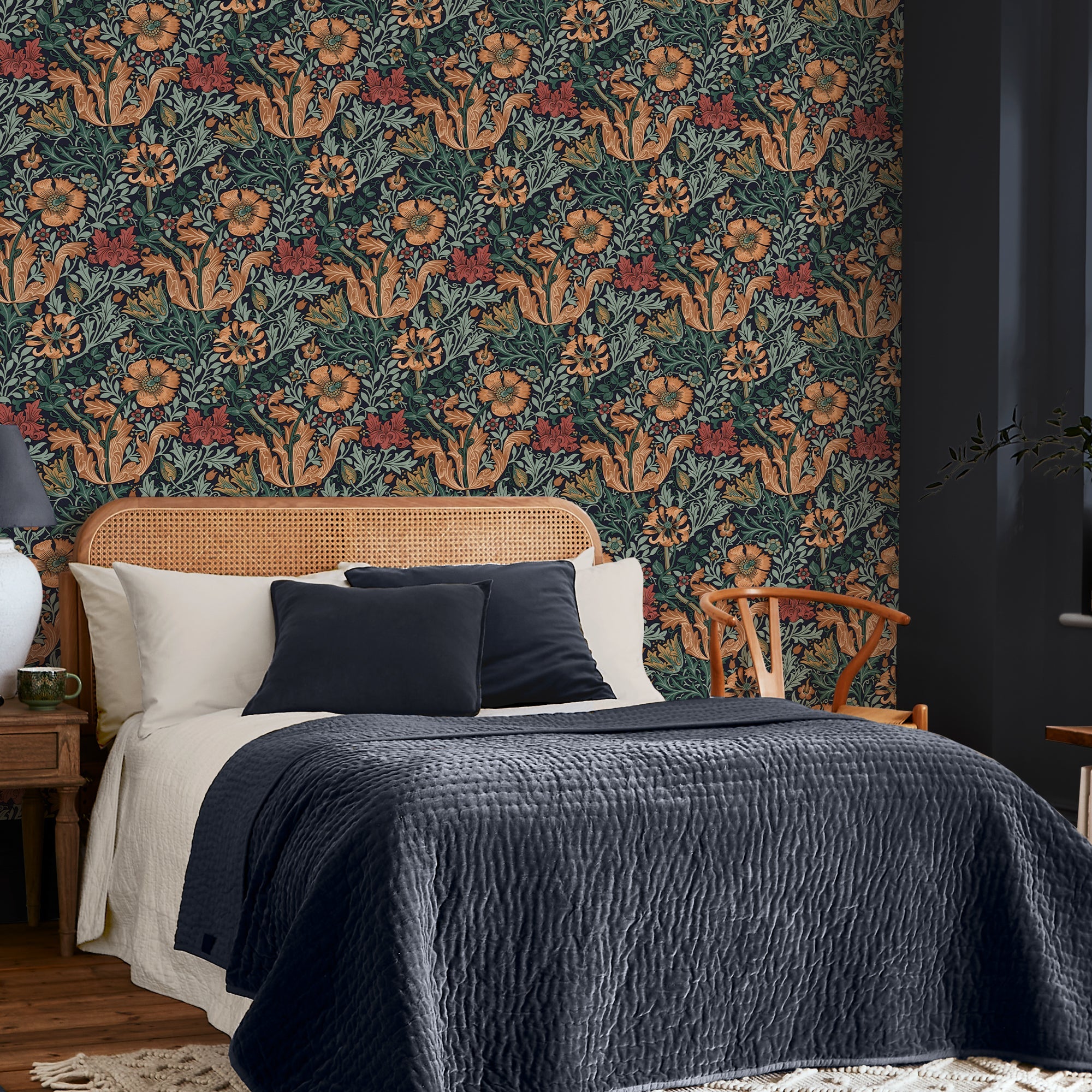 147069 Compton Ink Blue William Morris at Home AW26 Wallpaper by William Morris at Home