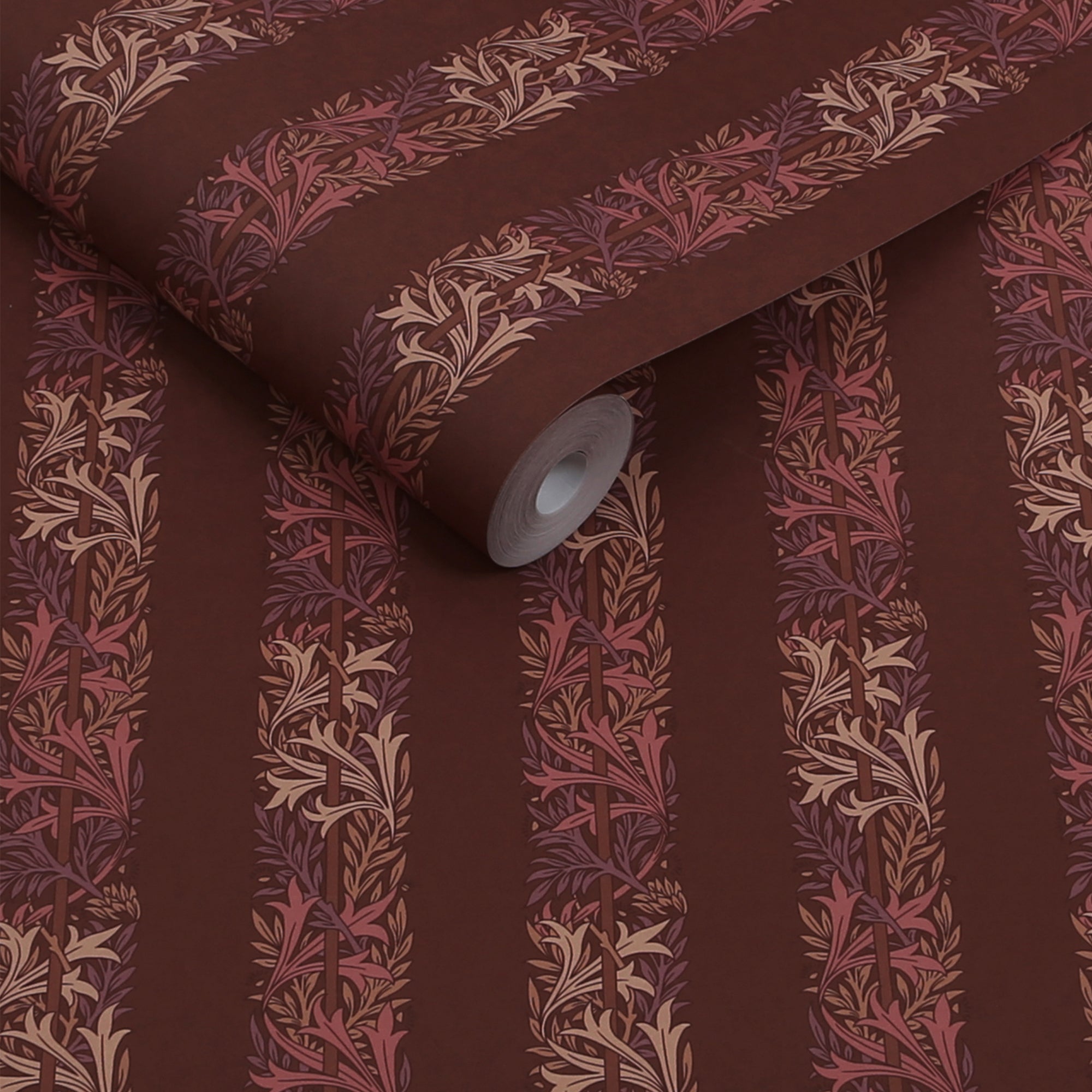 147070 Love Is Enough Stripe Damson William Morris at Home AW26 Wallpaper by William Morris at Home
