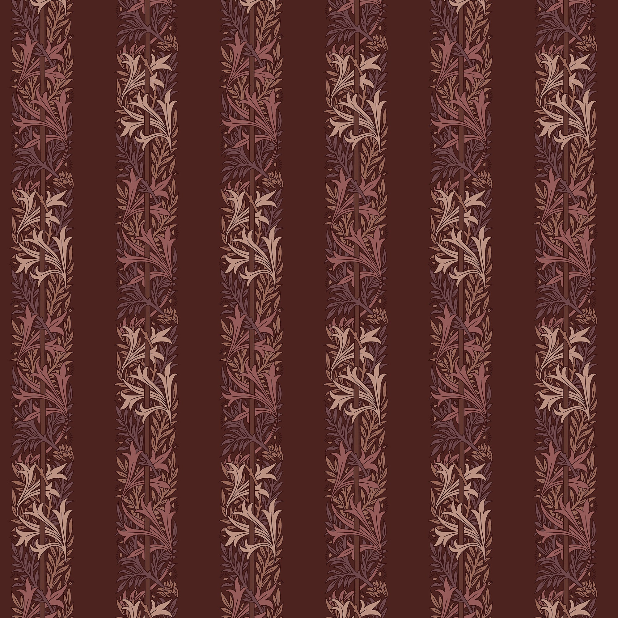 147070 Love Is Enough Stripe Damson William Morris at Home AW26 Wallpaper by William Morris at Home