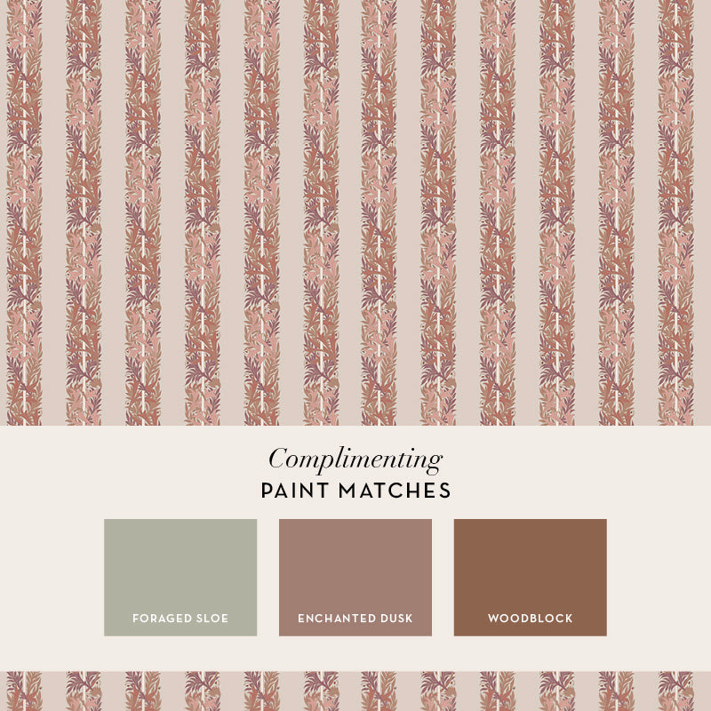 147071 Love Is Enough Stripe Terracotta William Morris at Home AW26 Wallpaper by William Morris at Home
