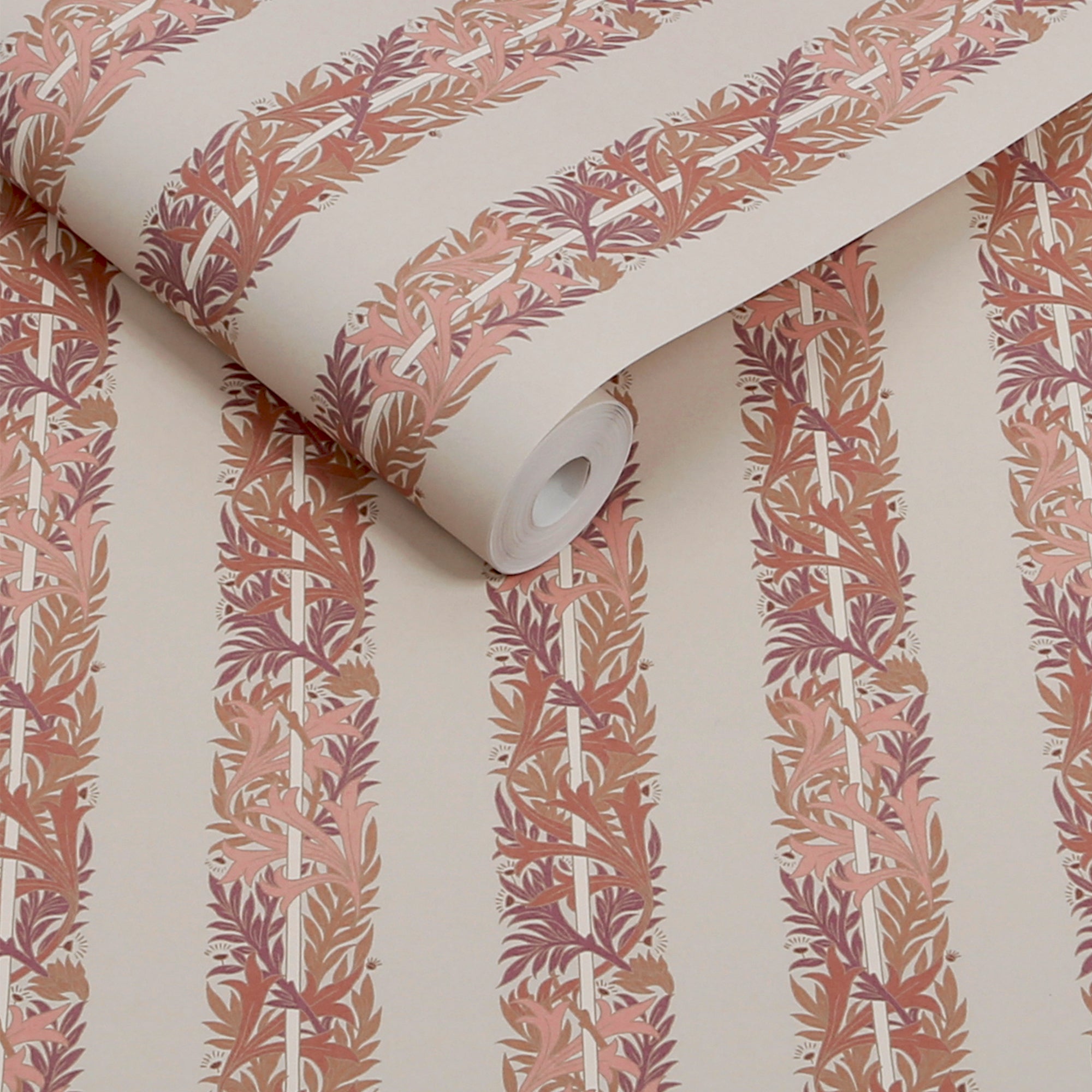 147071 Love Is Enough Stripe Terracotta William Morris at Home AW26 Wallpaper by William Morris at Home