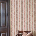 147071 Love Is Enough Stripe Terracotta William Morris at Home AW26 Wallpaper by William Morris at Home