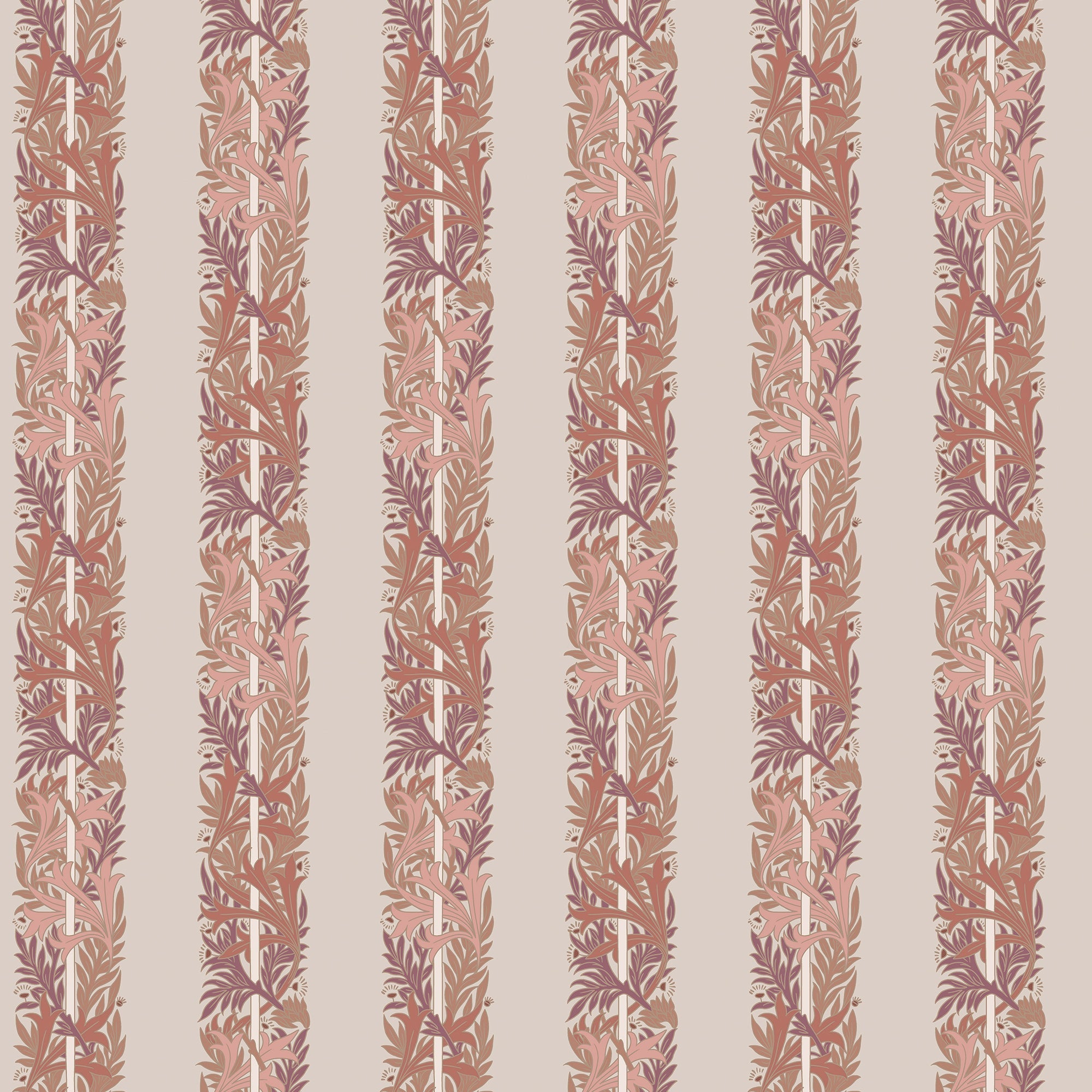 147071 Love Is Enough Stripe Terracotta William Morris at Home AW26 Wallpaper by William Morris at Home