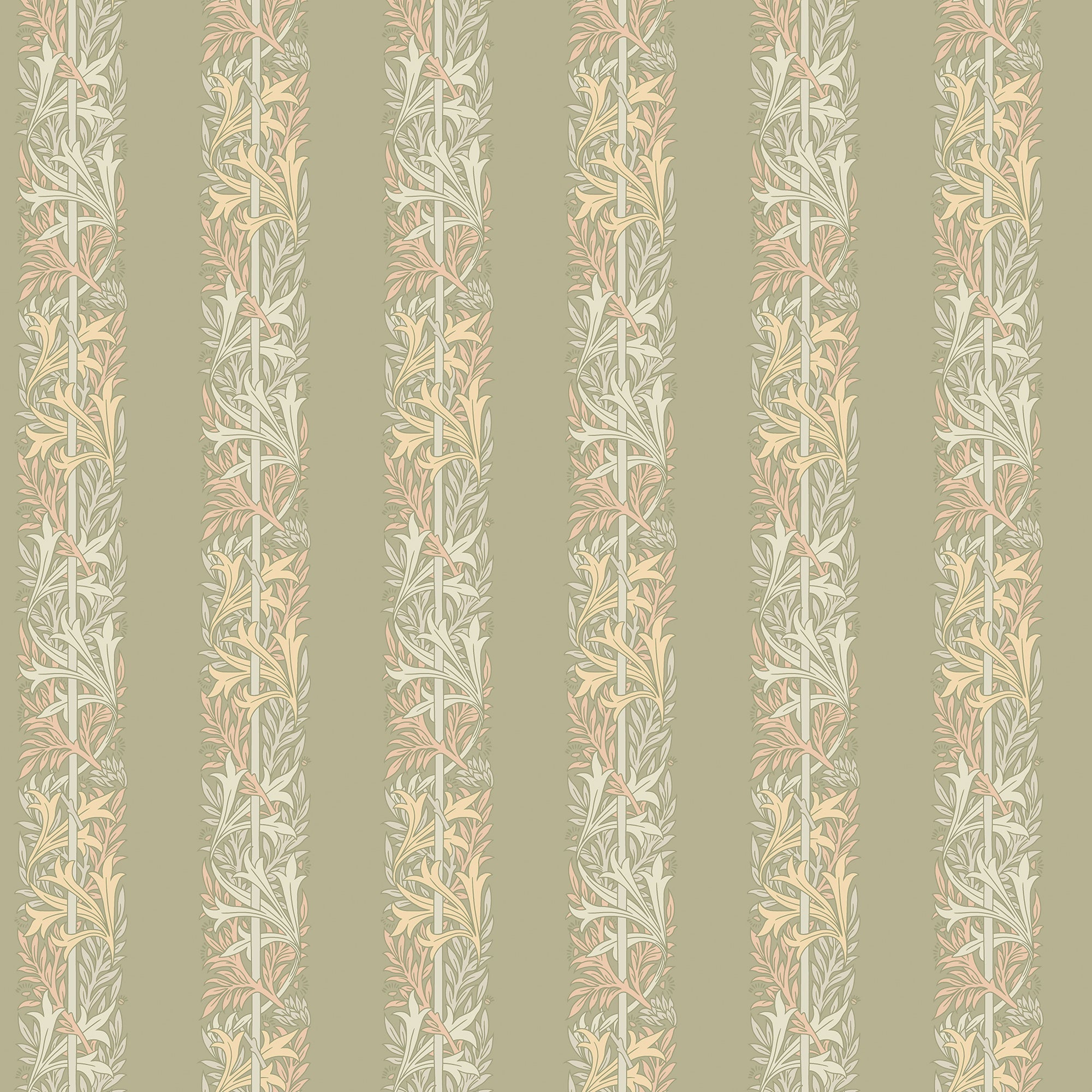 147072 Love Is Enough Stripe Sage William Morris at Home AW26 Wallpaper by William Morris at Home