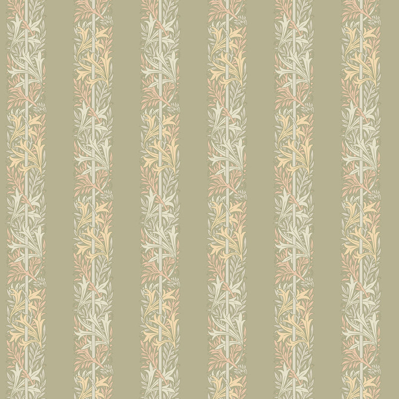 147072 Love Is Enough Stripe Sage William Morris at Home AW26 Wallpaper by William Morris at Home