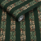 147073 Love Is Enough Stripe Privet Green William Morris at Home AW26 Wallpaper by William Morris at Home