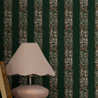 147073 Love Is Enough Stripe Privet Green William Morris at Home AW26 Wallpaper by William Morris at Home