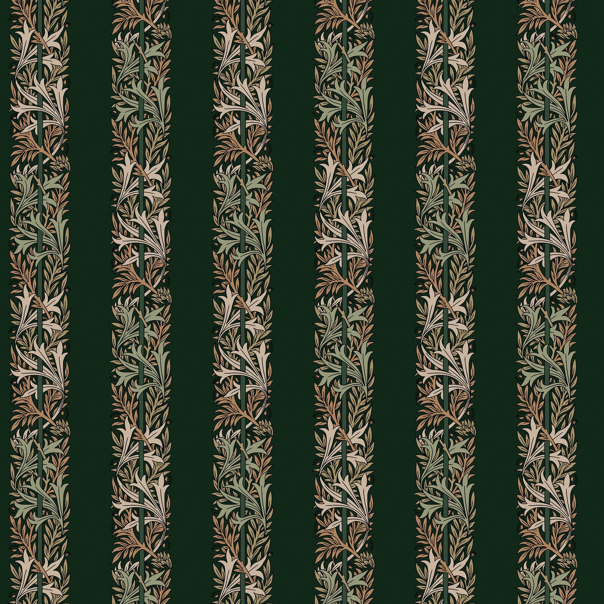147073 Love Is Enough Stripe Privet Green William Morris at Home AW26 Wallpaper by William Morris at Home