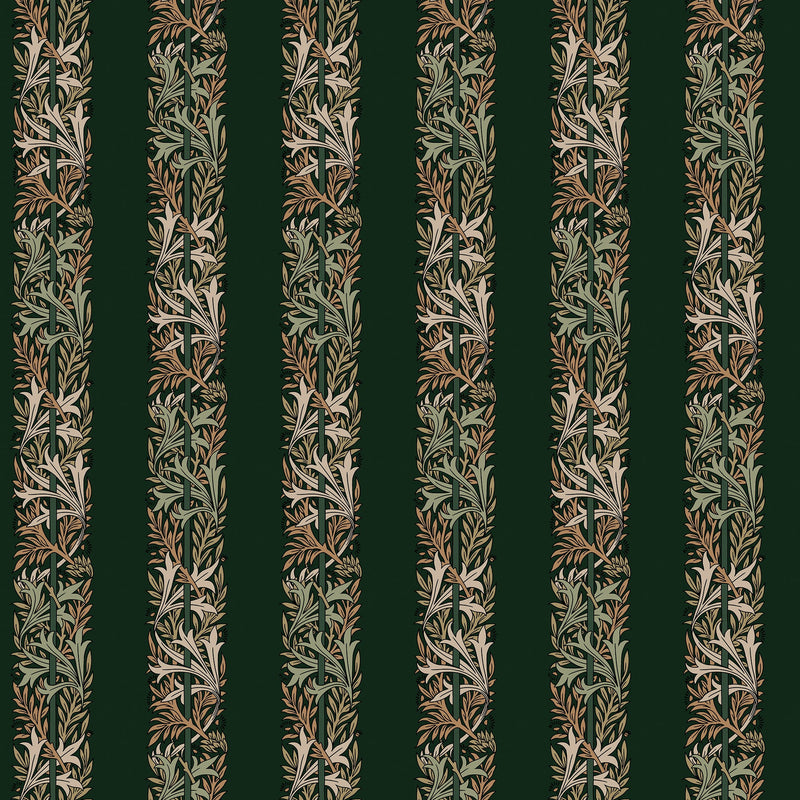 147073 Love Is Enough Stripe Privet Green William Morris at Home AW26 Wallpaper by William Morris at Home