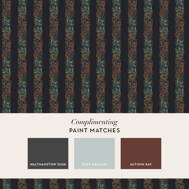 147074 Love Is Enough Stripe Ink Blue William Morris at Home AW26 Wallpaper by William Morris at Home