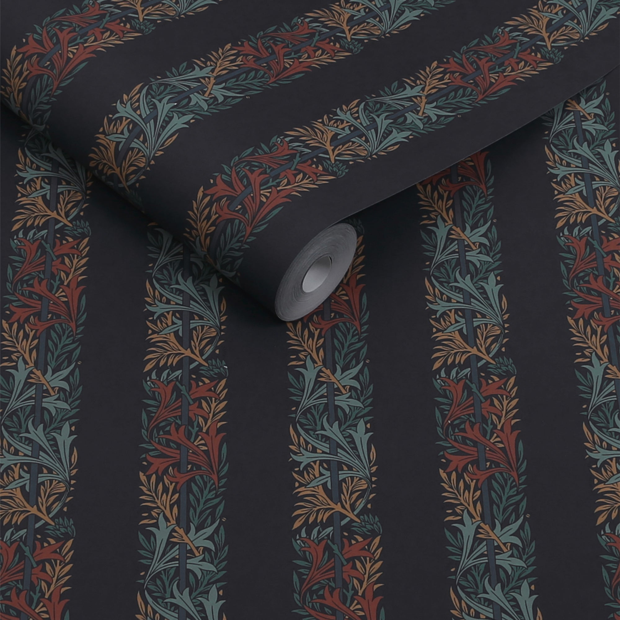 147074 Love Is Enough Stripe Ink Blue William Morris at Home AW26 Wallpaper by William Morris at Home