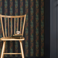 147074 Love Is Enough Stripe Ink Blue William Morris at Home AW26 Wallpaper by William Morris at Home