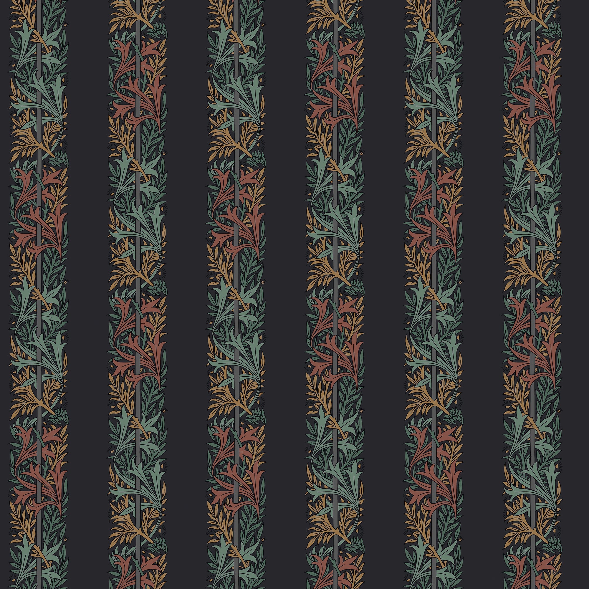147074 Love Is Enough Stripe Ink Blue William Morris at Home AW26 Wallpaper by William Morris at Home