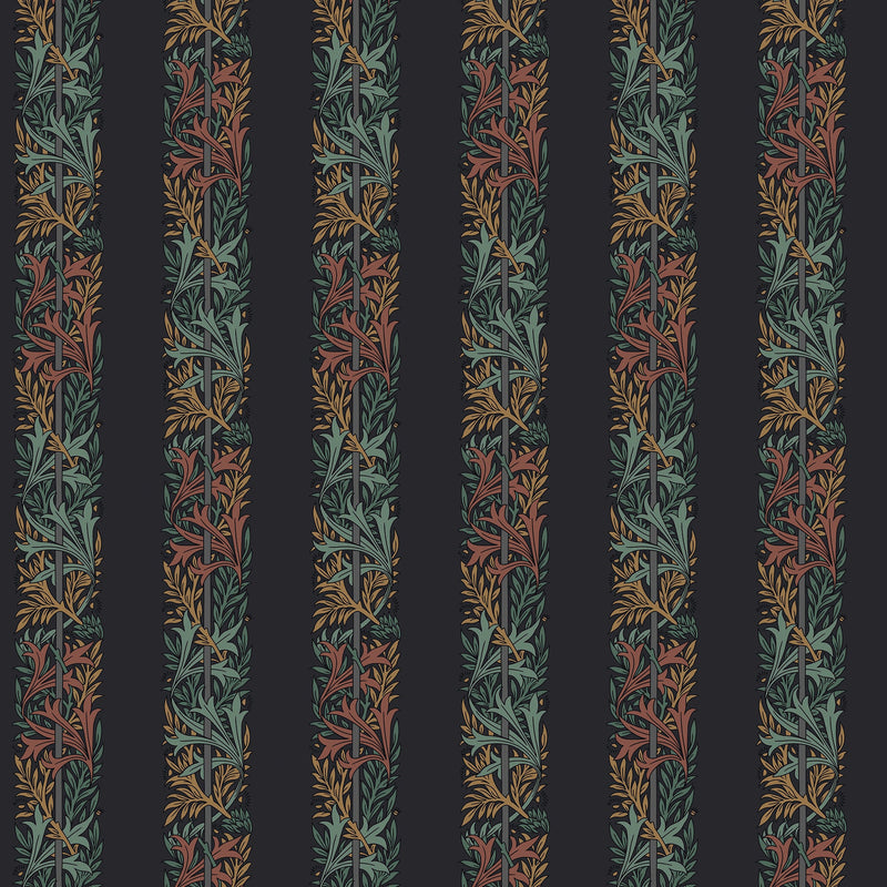 147074 Love Is Enough Stripe Ink Blue William Morris at Home AW26 Wallpaper by William Morris at Home