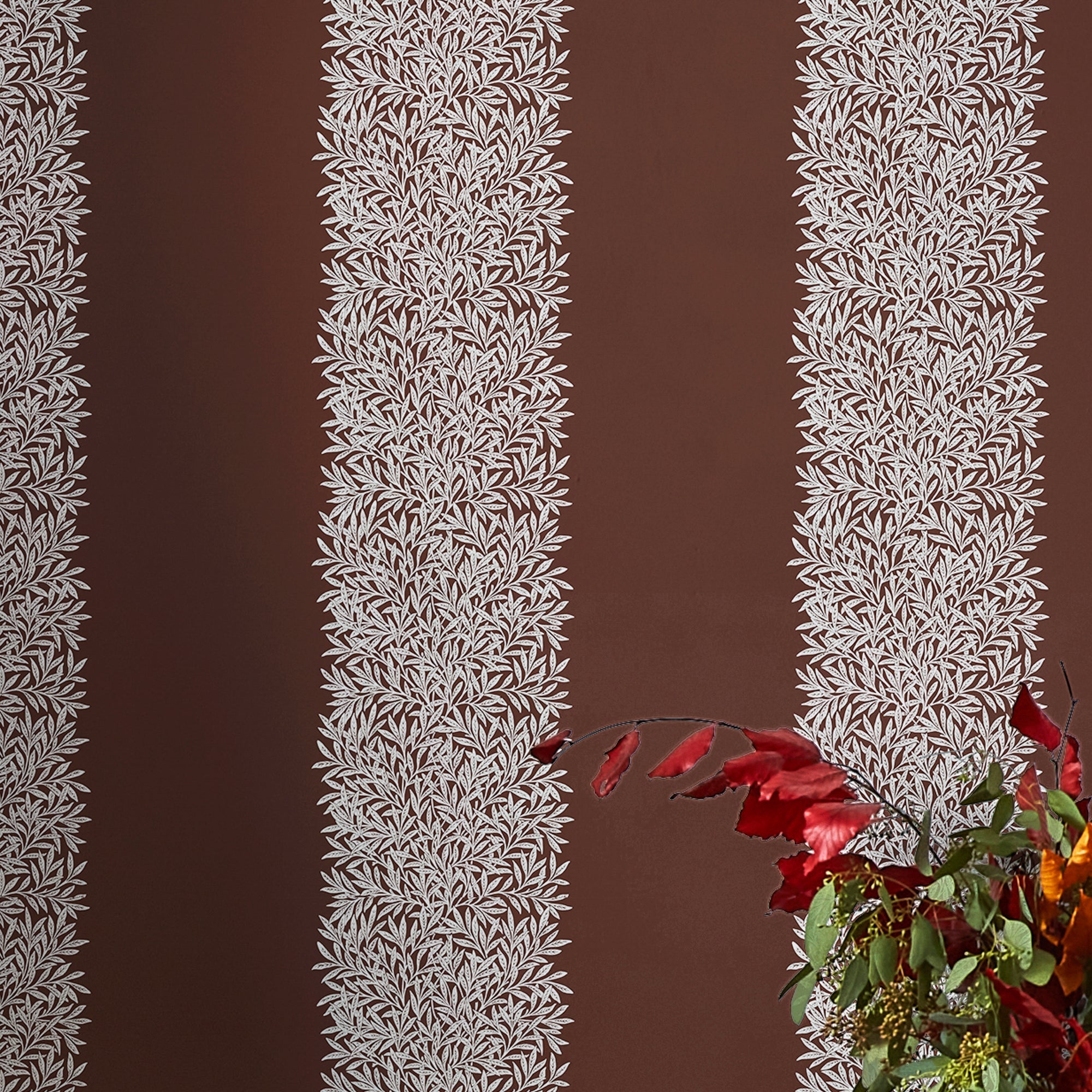 147075 Willow Stripe Damson William Morris at Home AW26 Wallpaper by William Morris at Home