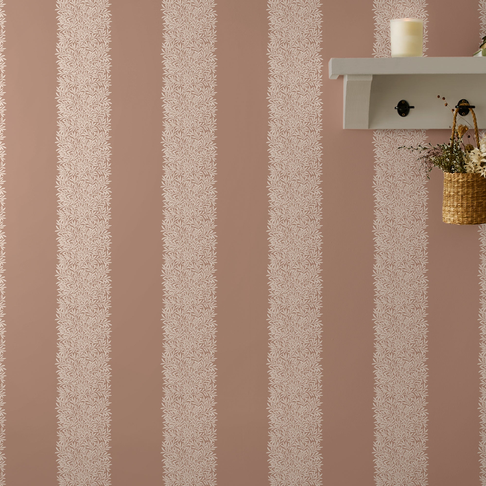147076 Willow Stripe Rose William Morris at Home AW26 Wallpaper by William Morris at Home
