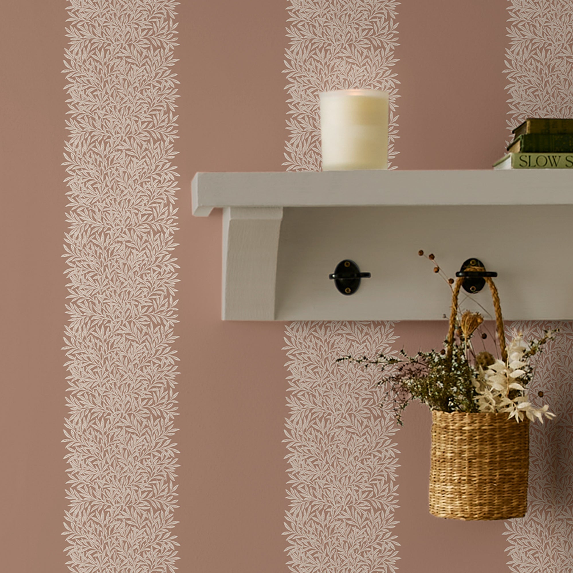 147076 Willow Stripe Rose William Morris at Home AW26 Wallpaper by William Morris at Home