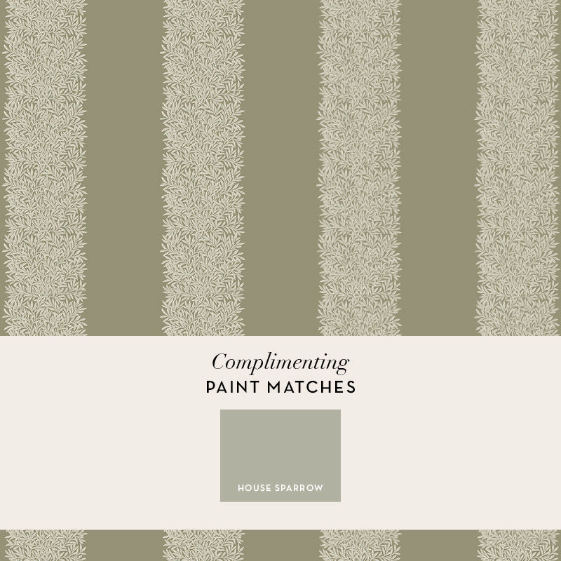 147077 Willow Stripe Sage William Morris at Home AW26 Wallpaper by William Morris at Home