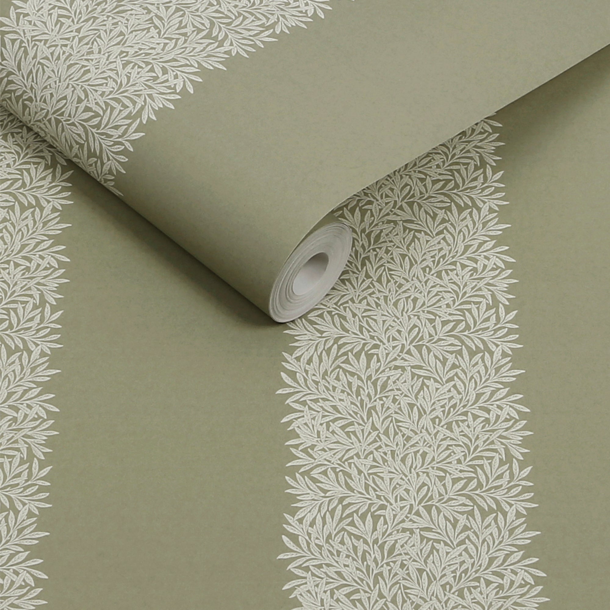 147077 Willow Stripe Sage William Morris at Home AW26 Wallpaper by William Morris at Home