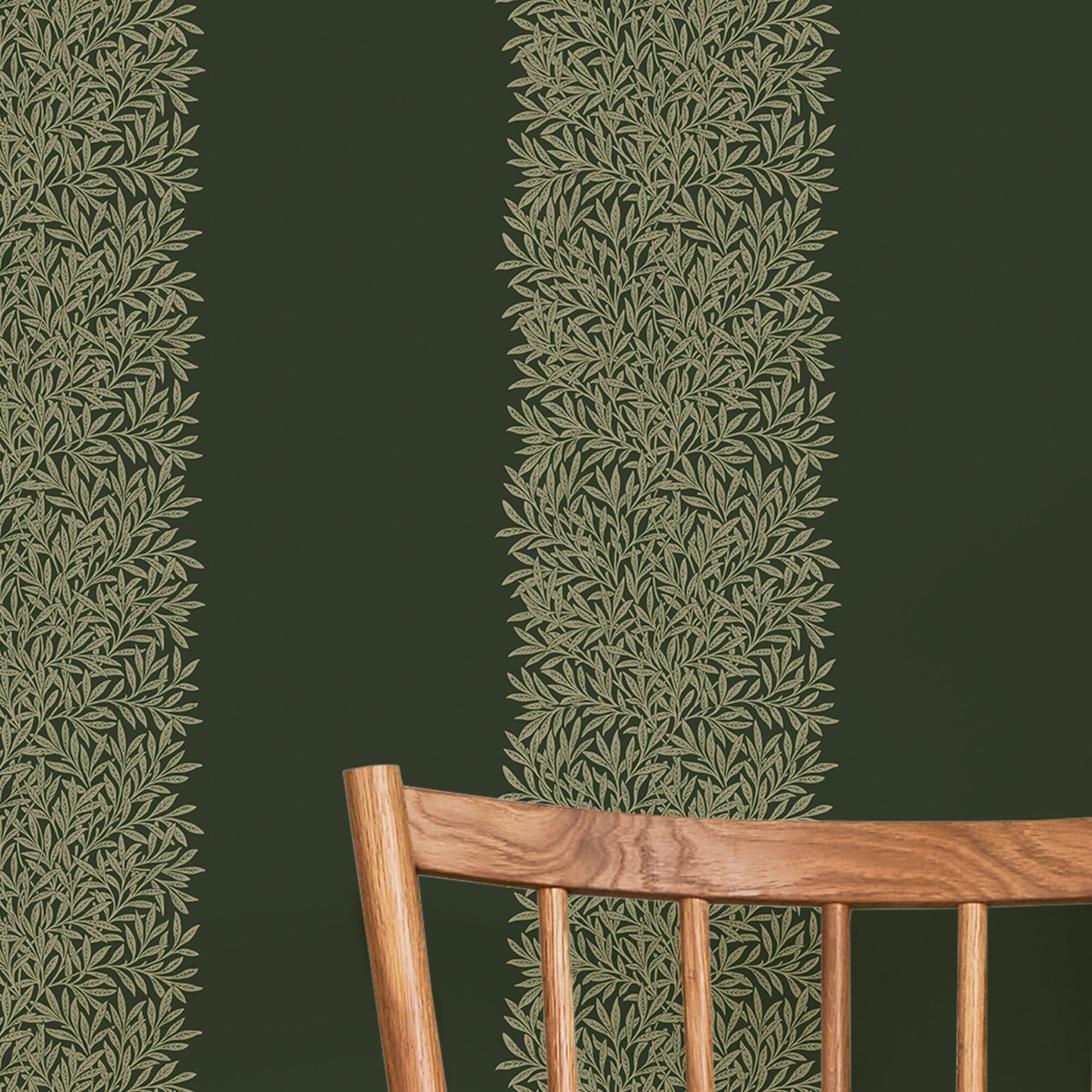 147078 Willow Stripe Privet Green William Morris at Home AW26 Wallpaper by William Morris at Home
