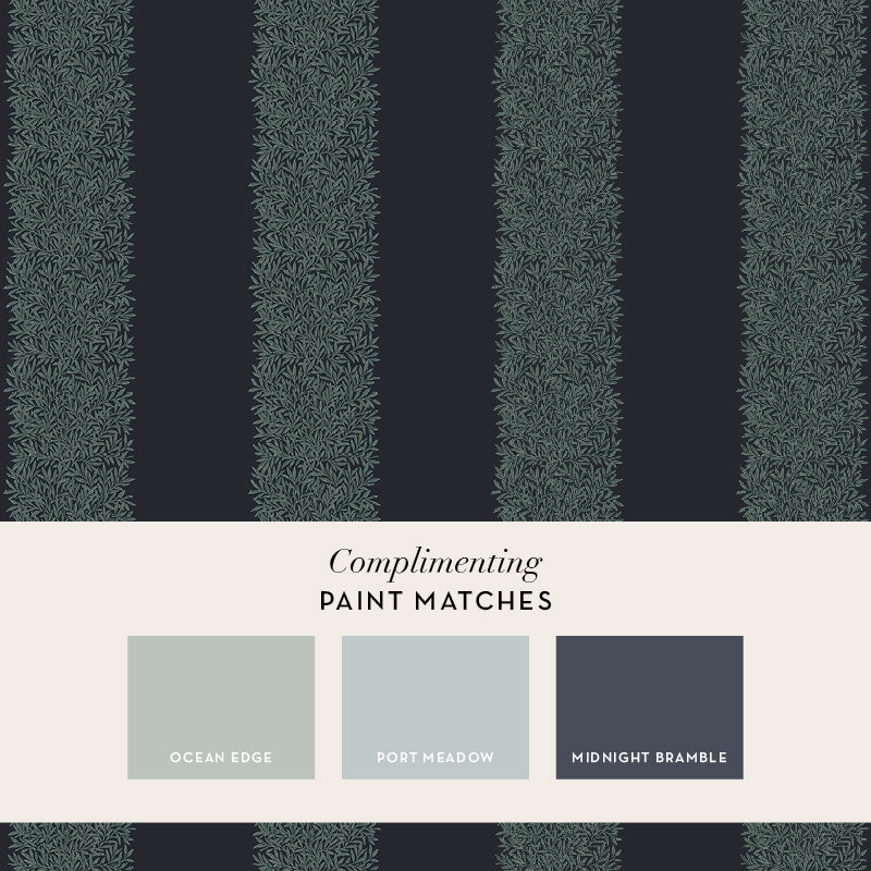 147079 Willow Stripe Ink Blue William Morris at Home AW26 Wallpaper by William Morris at Home