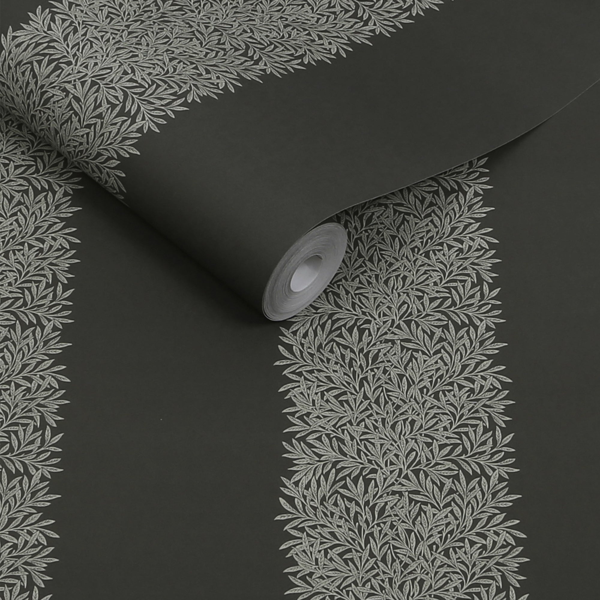 147080 Willow Stripe Charcoal William Morris at Home AW26 Wallpaper by William Morris at Home