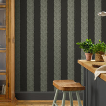 147080 Willow Stripe Charcoal William Morris at Home AW26 Wallpaper by William Morris at Home
