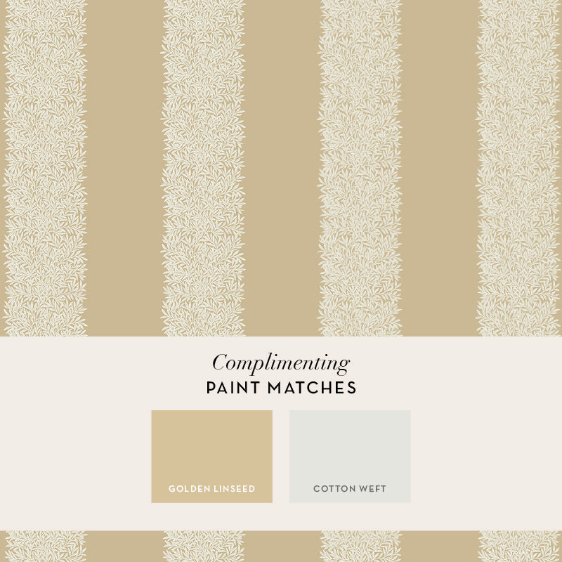 147082 Willow Stripe Almond William Morris at Home AW26 Wallpaper by William Morris at Home