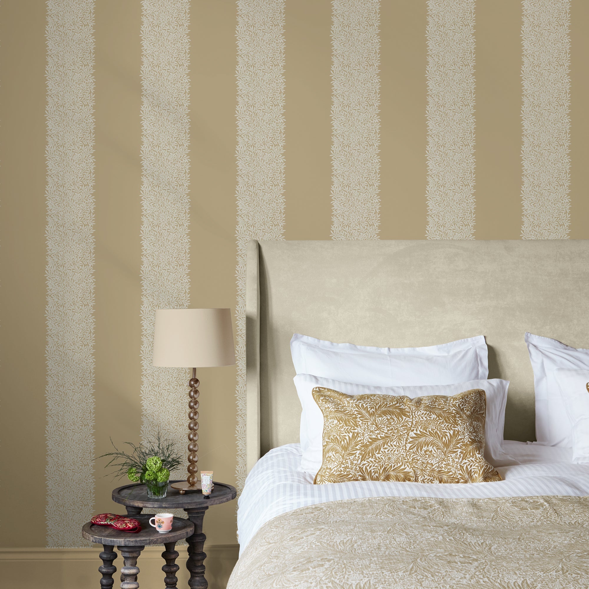 147082 Willow Stripe Almond William Morris at Home AW26 Wallpaper by William Morris at Home