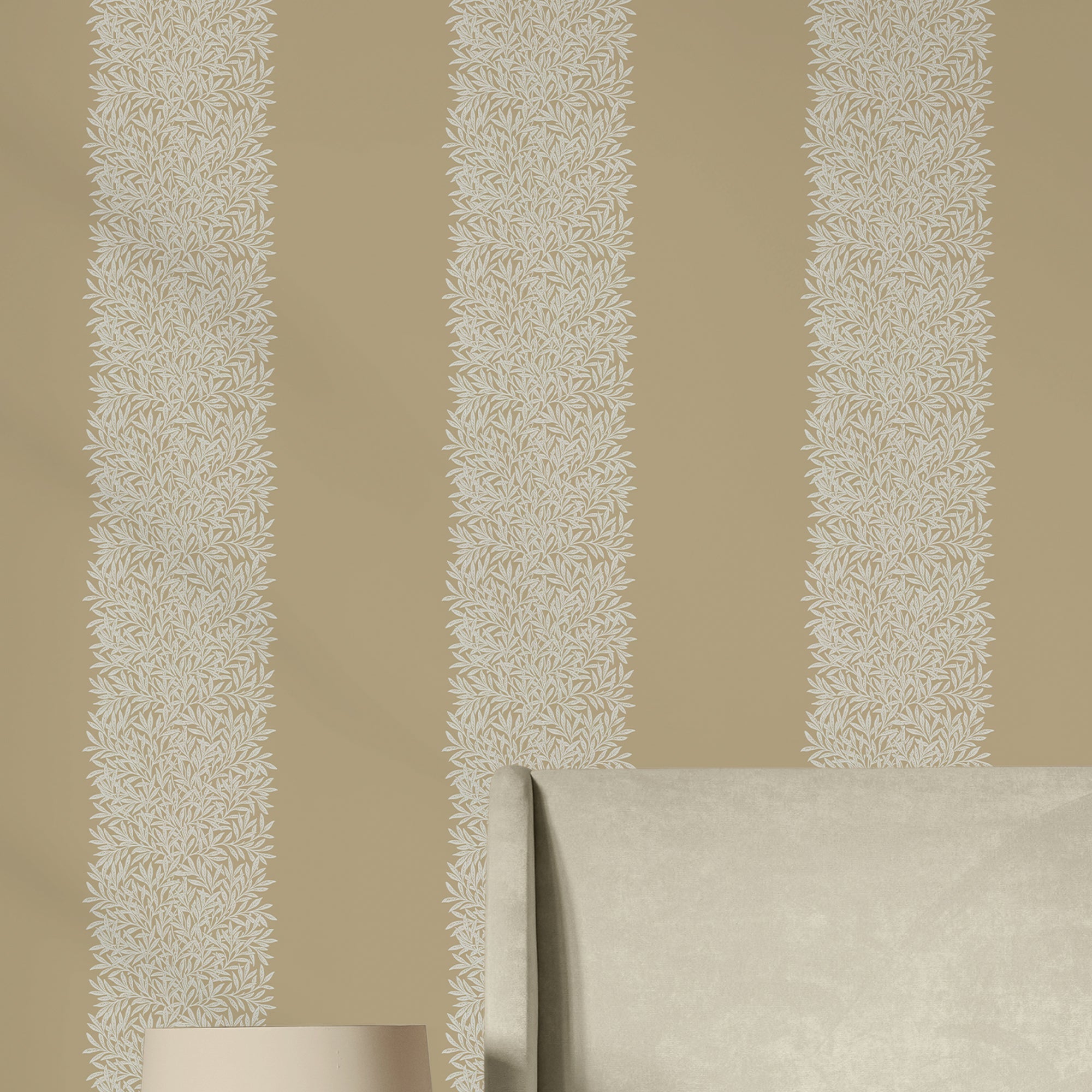 147082 Willow Stripe Almond William Morris at Home AW26 Wallpaper by William Morris at Home