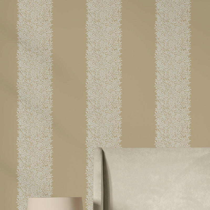 147082 Willow Stripe Almond William Morris at Home AW26 Wallpaper by William Morris at Home