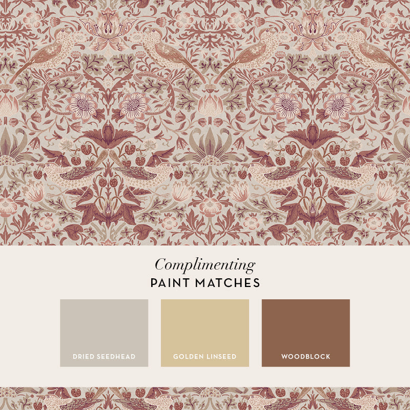 147084 Strawberry Thief Sienna William Morris at Home AW26 Wallpaper by William Morris at Home