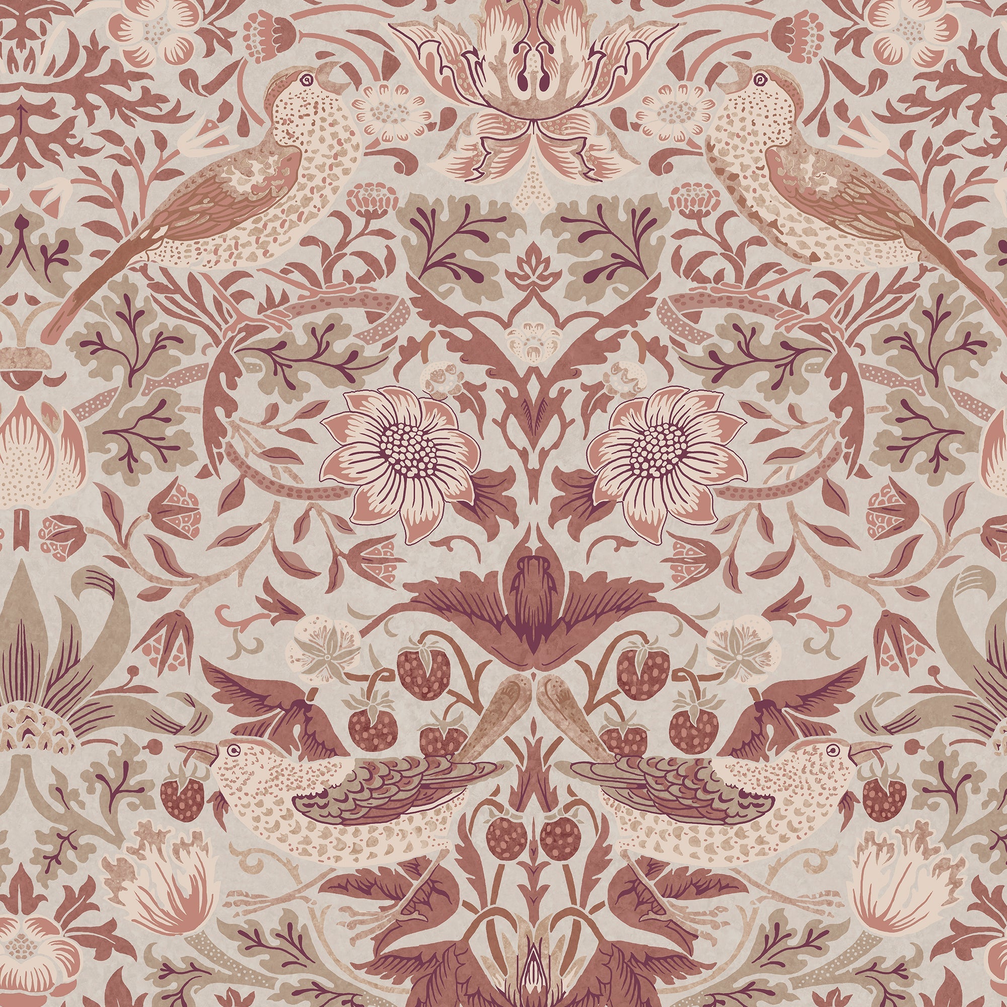 147084 Strawberry Thief Sienna William Morris at Home AW26 Wallpaper by William Morris at Home