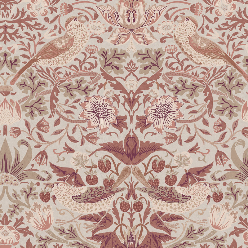 147084 Strawberry Thief Sienna William Morris at Home AW26 Wallpaper by William Morris at Home