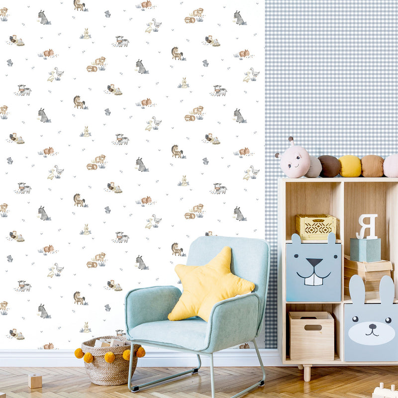 14846 Two Tone Gingham Little Explorers 2 Wallpaper By Galerie