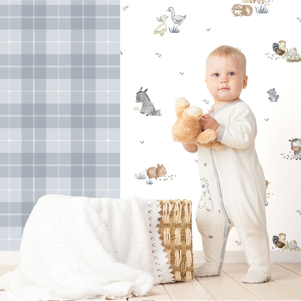14873 Twilled Tartan Little Explorers 2 Wallpaper By Galerie